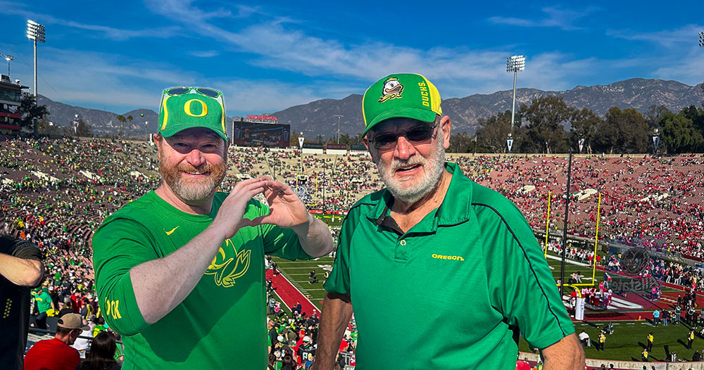 Brad cheering on the Oregon Ducks
